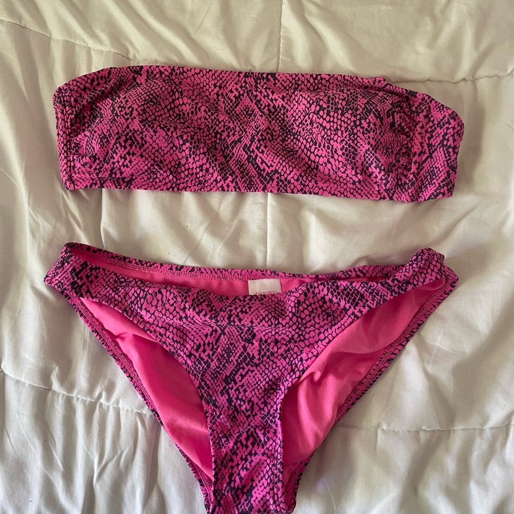 Pink snakeskin bikini